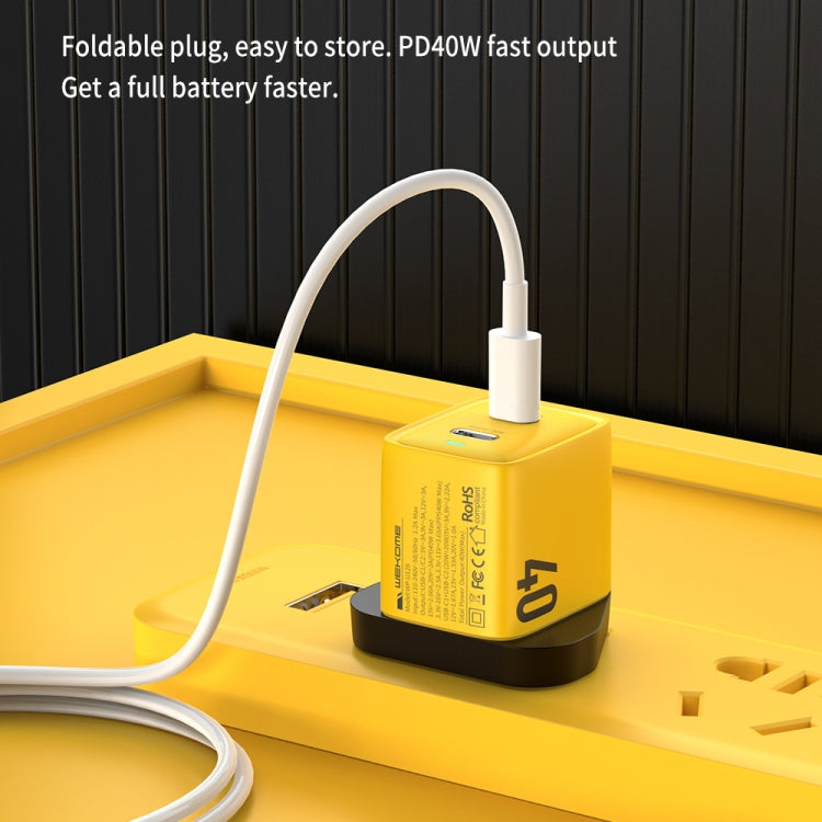 WK WP-U128 40W Dual USB-C/Type-C Interface Gallium Nitride Charger,Specifications: UK Plug - free shipping - PMC TechLife - Order now!