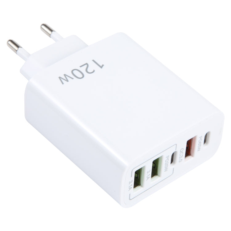 120W Dual PD Type-C + 3 x USB Multi Port Charger, EU Plug - USB Charger by PMC TechLife | Online Shopping South Africa | PMC TechLife | Buy Now Pay Later Mobicred