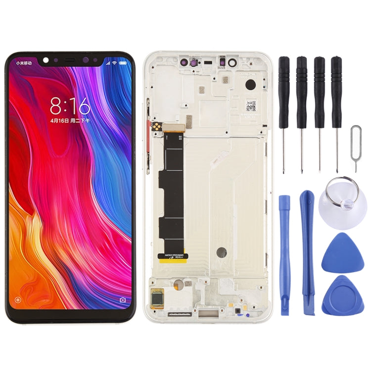 LCD Screen and Digitizer Full Assembly with Frame & Side Keys for Xiaomi Mi 8(Silver) - free shipping - PMC TechLife - Order now!