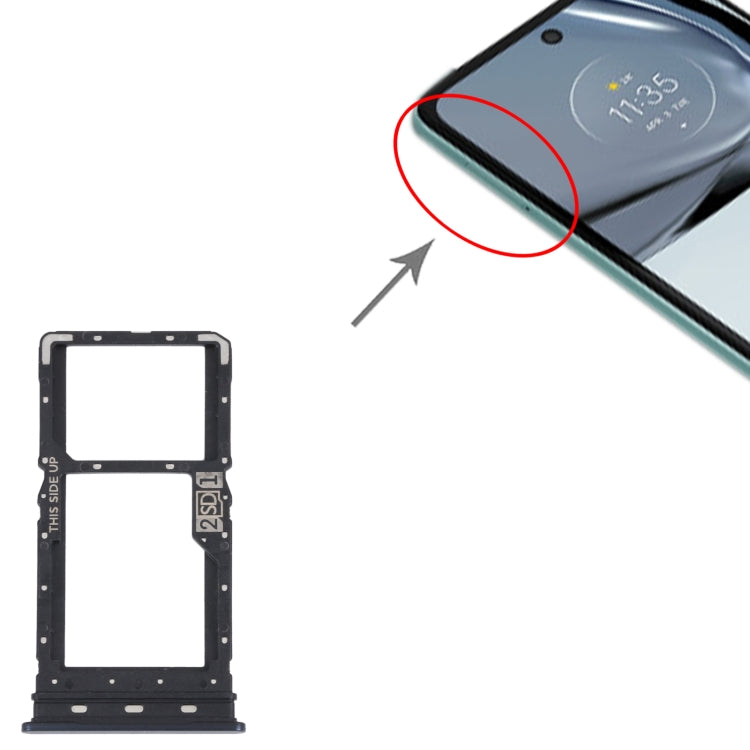 For Motorola Moto G62 5G / Moto G62 India SIM Card Tray + SIM / Micro SD Card Tray(Black) - Card Socket by PMC TechLife | Online Shopping South Africa | PMC TechLife