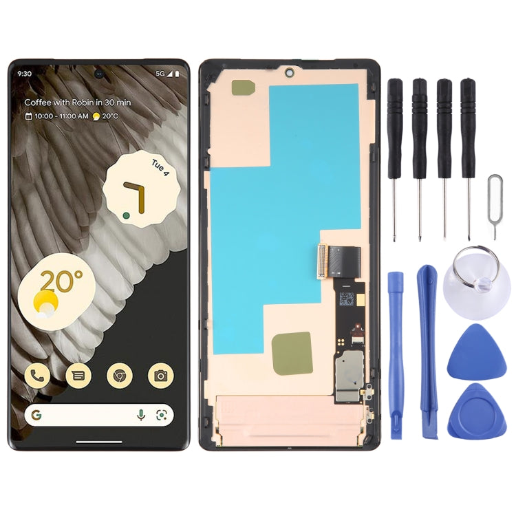 For Google Pixel 7 Pro GV4BC GE2AE Original AMOLED LCD Screen Digitizer Full Assembly with Frame (Black) - free shipping - PMC TechLife - Order now!
