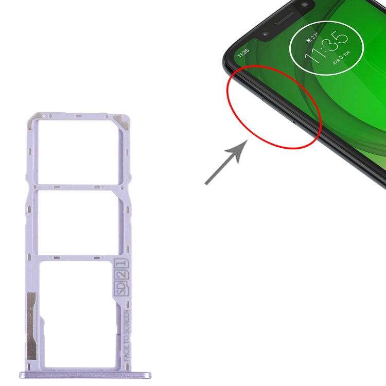 For Motorola Moto G7 Play SIM Card Tray + SIM Card Tray + Micro SD Card Tray (Purple) - Card Socket by PMC TechLife | Online Shopping South Africa | PMC TechLife