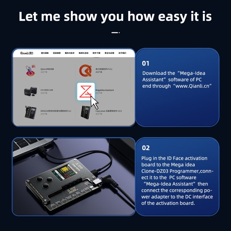 MEGA-IDEA Clone DZ03 Battery Activation & Face ID Dot Matrix Programmer for iPhone 8-14 Pro Max, Plug: EU - Repair Programmer by PMC TechLife | Online Shopping South Africa | PMC TechLife
