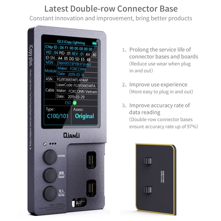 For iPhone 6 - 14 Pro Max 3 in 1 Qianli iCopy Plus 2.2 Repair Detection Programmer Set, Plug: US - free shipping - PMC TechLife - Order now!