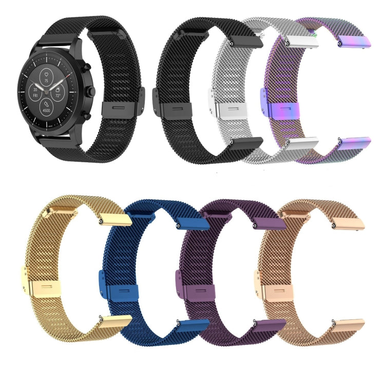 For Huawei GT/GT2 46mm/ Galaxy Watch 46mm/ Fossil Fossil Gen 5 Carlyle 46mm 22mm Stainless Steel Mesh Watch Band(Silver) - Watch Bands by PMC TechLife | Online Shopping South Africa | PMC TechLife | Buy Now Pay Later Mobicred