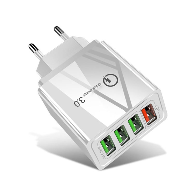 30W QC 3.0 USB + 3 USB 2.0 Ports Mobile Phone Tablet PC Universal Quick Charger Travel Charger, EU Plug(White) - USB Charger by PMC TechLife | Online Shopping South Africa | PMC TechLife | Buy Now Pay Later Mobicred