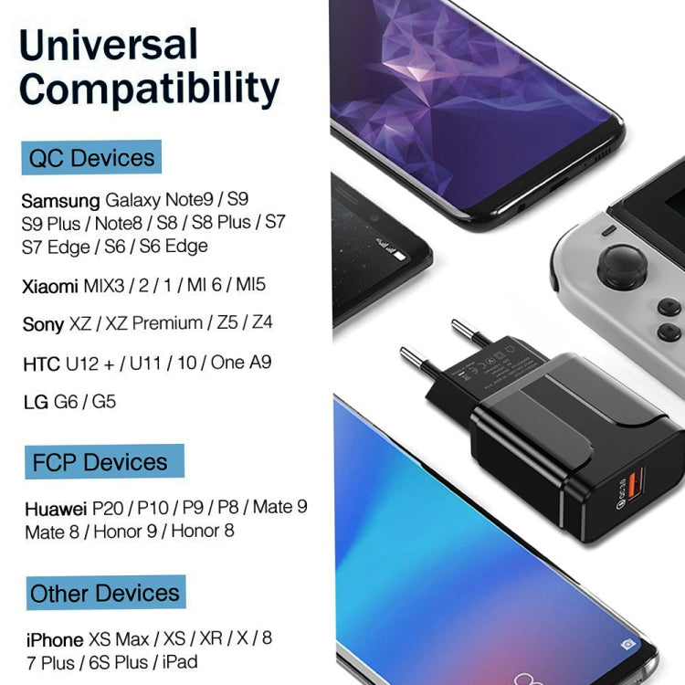Portable QC3.0 18W USB Port Universal Quick Charging Charger, US Plug(Black) - free shipping - PMC TechLife - Order now!