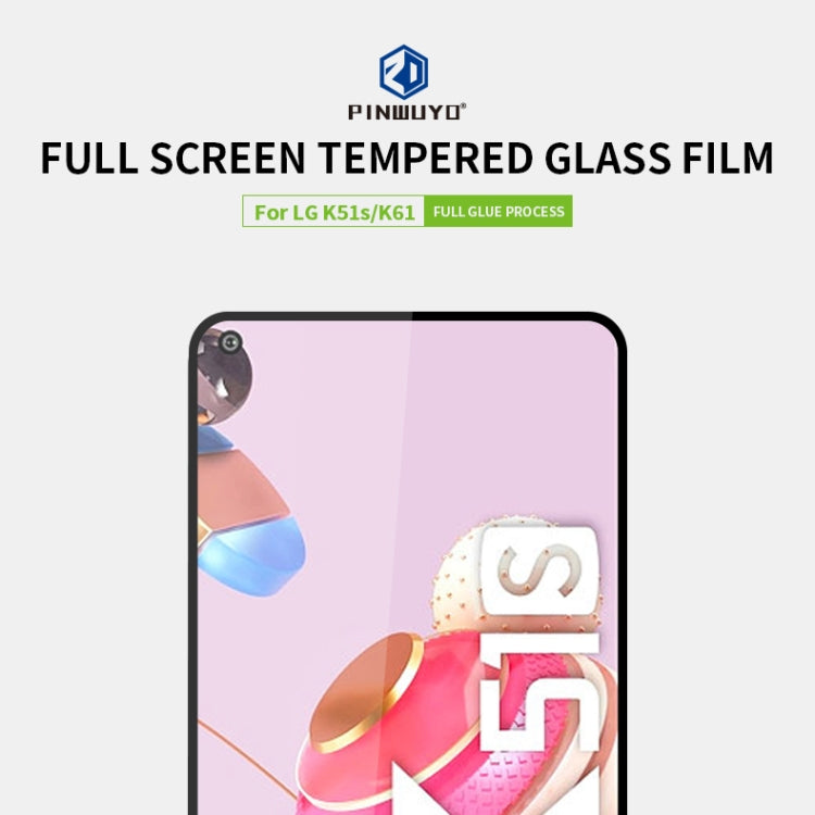 For LG K51S / K61 PINWUYO 9H 2.5D Full Screen Tempered Glass Film(Black) - LG Tempered Glass by PINWUYO | Online Shopping South Africa | PMC TechLife | Buy Now Pay Later Mobicred