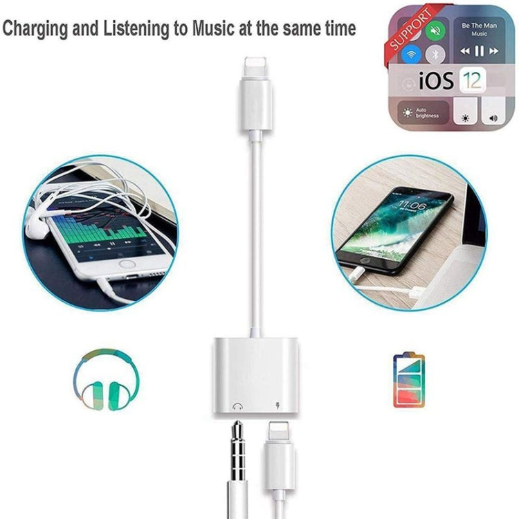 ZS-KL21804 2 in 1 8 Pin to 3.5mm Audio + 8 Pin Charging Interface, Earphone Adapter, Suitable for All IOS Systems - Earphone Adapter by PMC TechLife | Online Shopping South Africa | PMC TechLife