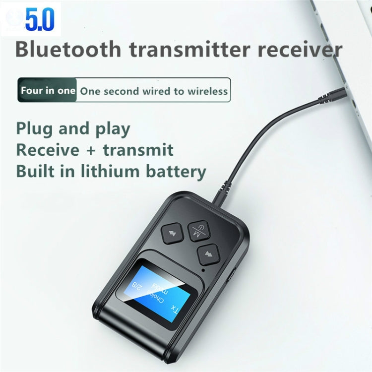 T15 2 in 1 Bluetooth 5.0 Music Receiver Transmitter with Screen - Audio Receiver Transmitter by PMC TechLife | Online Shopping South Africa | PMC TechLife