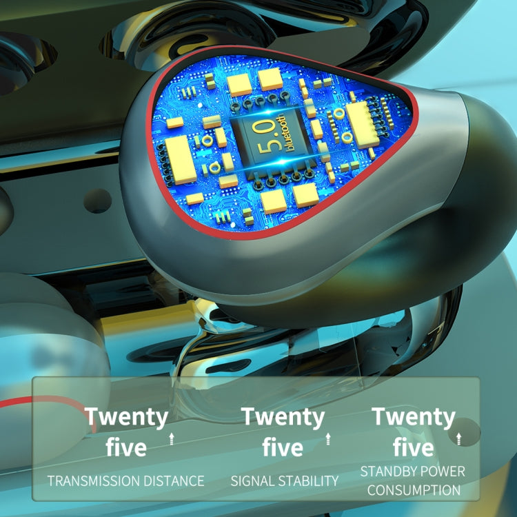 T20 TWS Bluetooth 5.0 Touch Wireless Bluetooth Earphone with Three LED Battery Display & Charging Box, Support Call & Voice Assistant(Black) - TWS Earphone by PMC TechLife | Online Shopping South Africa | PMC TechLife