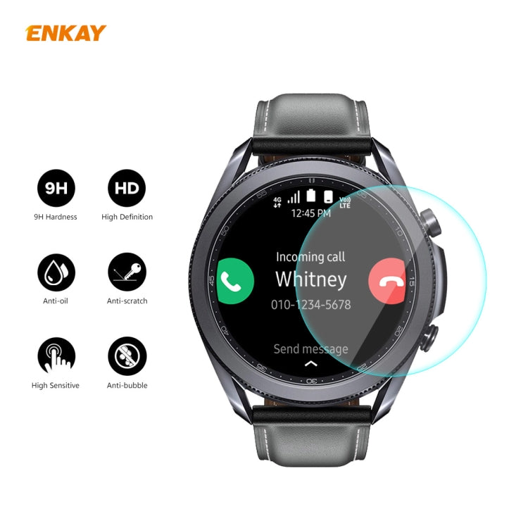 For Samsung Galaxy Watch 3 45mm 2 PCS ENKAY Hat-Prince 0.2mm 9H 2.15D Curved Edge Tempered Glass Screen Protector Watch Film - Screen Protector by ENKAY | Online Shopping South Africa | PMC TechLife | Buy Now Pay Later Mobicred
