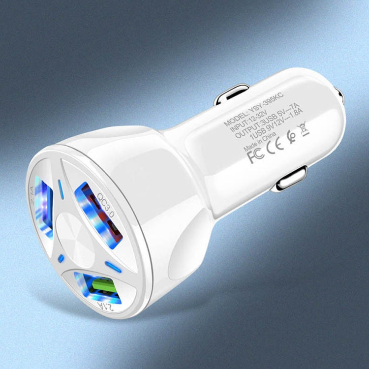 YSY-395KC QC3.0 3 USB 35W High Power Vehicle Charger / Mobile Phone Tablet Universal Vehicle Charger(White) - Car Charger by PMC TechLife | Online Shopping South Africa | PMC TechLife