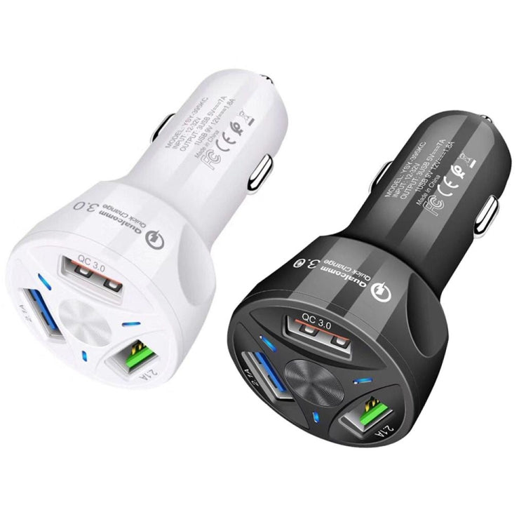 YSY-395KC QC3.0 3 USB 35W High Power Vehicle Charger / Mobile Phone Tablet Universal Vehicle Charger(White) - Car Charger by PMC TechLife | Online Shopping South Africa | PMC TechLife