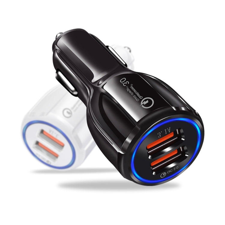 LZ-681 QC3.0 Dual USB Car Charging + Type-C Fast Charging Cable Car Charging Kit(White) - Car Charger by PMC TechLife | Online Shopping South Africa | PMC TechLife