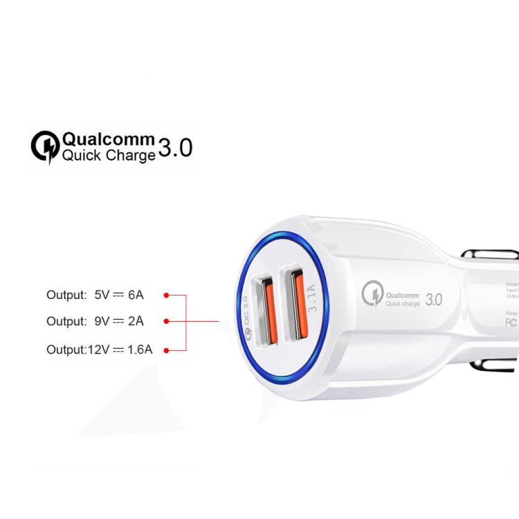 LZ-681 QC3.0 Dual USB Car Charging + Type-C Fast Charging Cable Car Charging Kit(Black) - Car Charger by PMC TechLife | Online Shopping South Africa | PMC TechLife