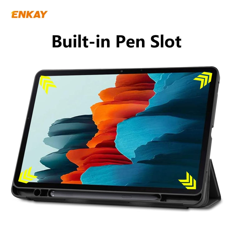 ENKAY ENK-8011 PU Leather + TPU Smart Case with Pen Slot for Samsung Galaxy Tab S8 / Galaxy Tab S7 11.0 T870 / T875(Black) - free shipping - PMC TechLife - Order now!