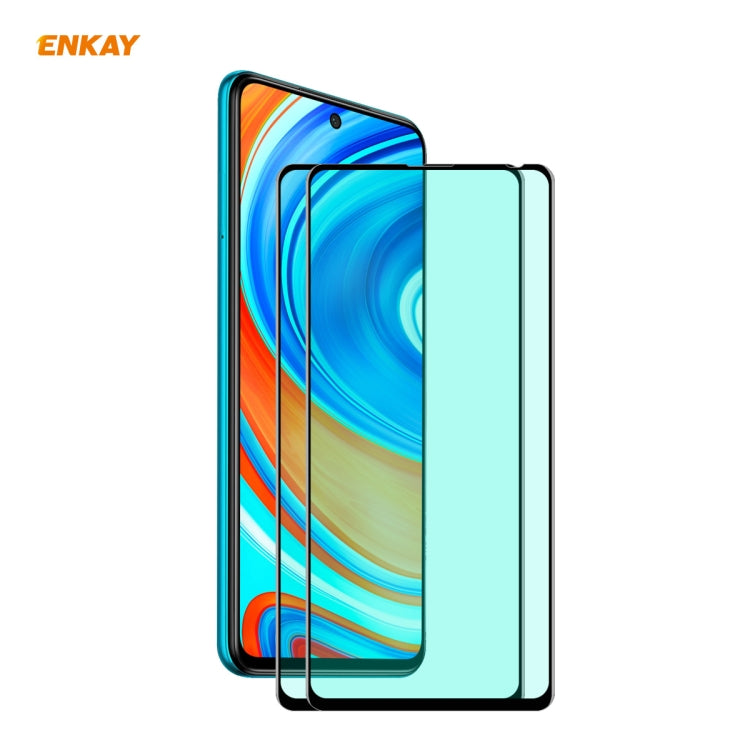 For Xiaomi Redmi Note 9S/Note 9 Pro 2 PCS ENKAY Hat-Prince 0.26mm 9H 6D Curved Full Screen Eye Protection Green Film Tempered Glass Protector -  by ENKAY | Online Shopping South Africa | PMC TechLife | Buy Now Pay Later Mobicred