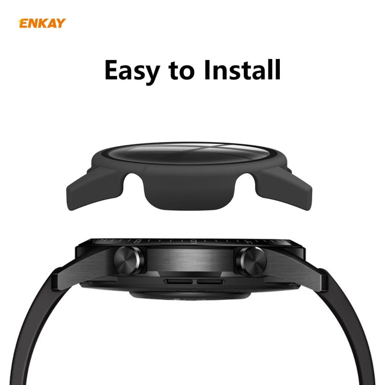 For Huawei Watch GT 2 42mm ENKAY Hat-Prince ENK-AC8201 Full Coverage PC Frosted Case + 9H Tempered Glass Protector(Green) - Watch Cases by ENKAY | Online Shopping South Africa | PMC TechLife | Buy Now Pay Later Mobicred