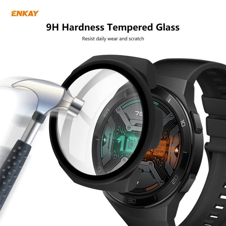 For Huawei Watch GT 2e 46mm ENKAY Hat-Prince ENK-AC8203 Full Coverage PC Frosted Case + 9H Tempered Glass Film(Pink) - Watch Cases by ENKAY | Online Shopping South Africa | PMC TechLife | Buy Now Pay Later Mobicred