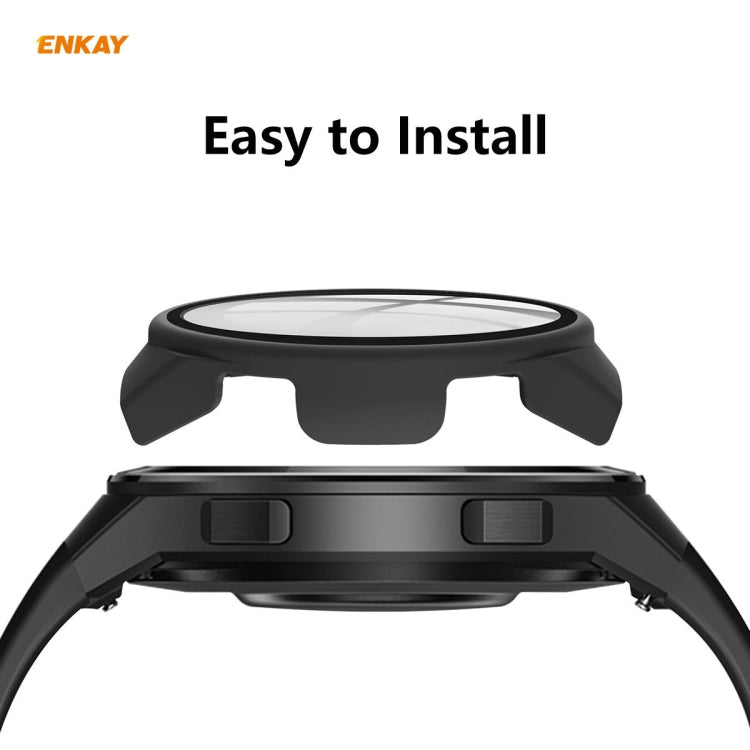For Huawei Watch GT 2e 46mm ENKAY Hat-Prince ENK-AC8203 Full Coverage PC Frosted Case + 9H Tempered Glass Film(Transparent) - Watch Cases by ENKAY | Online Shopping South Africa | PMC TechLife | Buy Now Pay Later Mobicred
