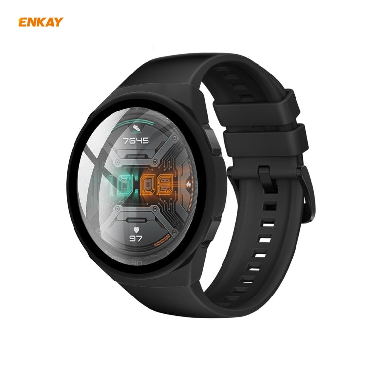 For Huawei Watch GT 2e 46mm ENKAY Hat-Prince ENK-AC8203 Full Coverage PC Frosted Case + 9H Tempered Glass Film(Transparent) - Watch Cases by ENKAY | Online Shopping South Africa | PMC TechLife | Buy Now Pay Later Mobicred