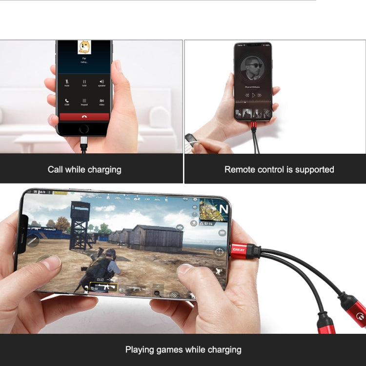 ENKAY ENK-AT104 8 Pin to Dual 8 Pin Charging Listen to Songs Aluminum Alloy Adapter Conversion Cable(Gold) - Earphone Adapter by ENKAY | Online Shopping South Africa | PMC TechLife
