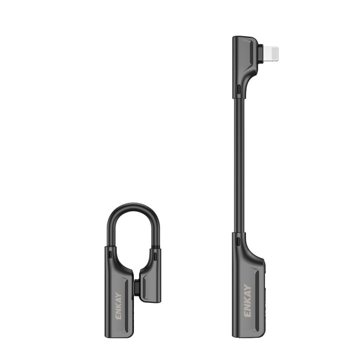 ENKAY ENK-AT102 8 Pin to 8 Pin Charging + 8 Pin Audio Interfaces Charging and Listening to Songs Zinc Alloy Adapter Converter(Dark Grey) - Cable & Splitter by ENKAY | Online Shopping South Africa | PMC TechLife | Buy Now Pay Later Mobicred