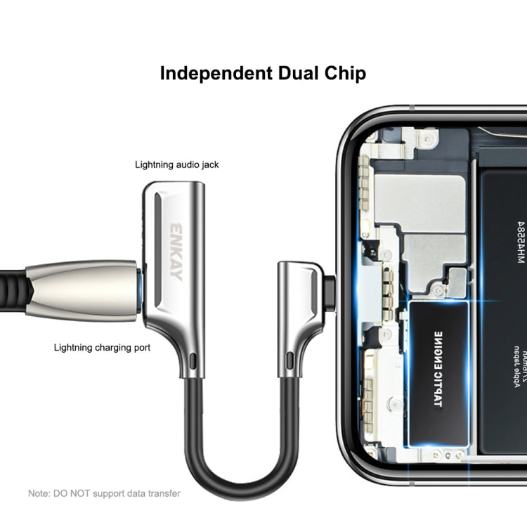 ENKAY ENK-AT102 8 Pin to 8 Pin Charging + 8 Pin Audio Interfaces Charging and Listening to Songs Zinc Alloy Adapter Converter(Dark Grey) - Cable & Splitter by ENKAY | Online Shopping South Africa | PMC TechLife | Buy Now Pay Later Mobicred