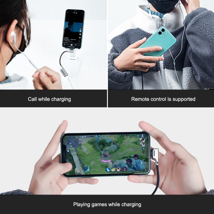 ENKAY ENK-AT102 8 Pin to 8 Pin Charging + 8 Pin Audio Interfaces Charging and Listening to Songs Zinc Alloy Adapter Converter(Dark Grey) - Cable & Splitter by ENKAY | Online Shopping South Africa | PMC TechLife | Buy Now Pay Later Mobicred