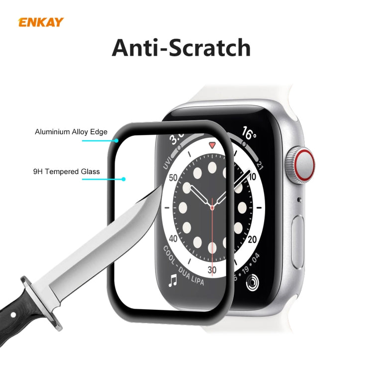 For Apple Watch 6/5/4/SE 44mm 10 PCS ENKAY Hat-Prince 0.2mm 9H Surface Hardness 3D Explosion-proof Aluminum Alloy Edge Full Screen Tempered Glass Screen Film - Watch Cases by ENKAY | Online Shopping South Africa | PMC TechLife | Buy Now Pay Later Mobicred