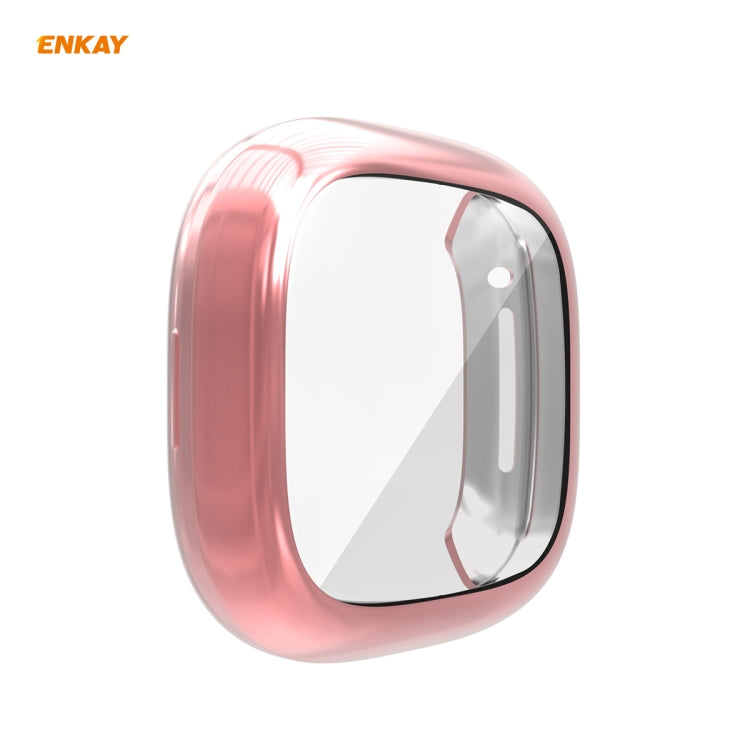 For Fitbit Versa 3 / Fitbit Sense ENKAY Hat-Prince ENK-AC8208 Full Coverage Electroplate TPU Soft Case(Pink) - Watch Cases by ENKAY | Online Shopping South Africa | PMC TechLife | Buy Now Pay Later Mobicred