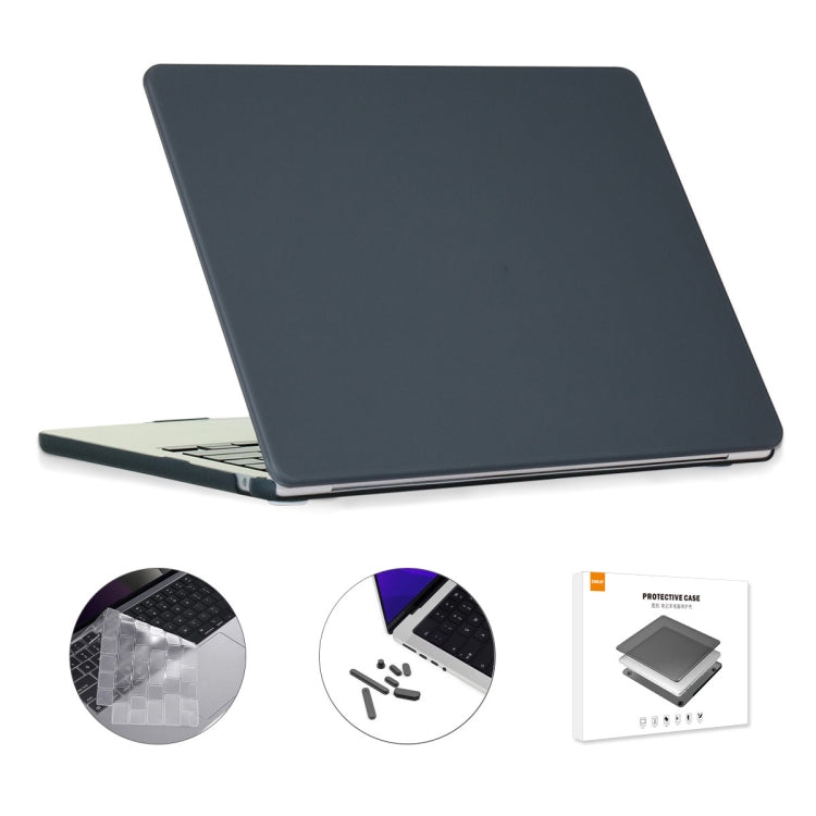 For MacBook Air 13.6 2022 A2681 EU Version ENKAY 3 in 1 Matte Laptop Case with TPU Keyboard Film / Anti-dust Plugs(Black) - MacBook Air Cases by ENKAY | Online Shopping South Africa | PMC TechLife