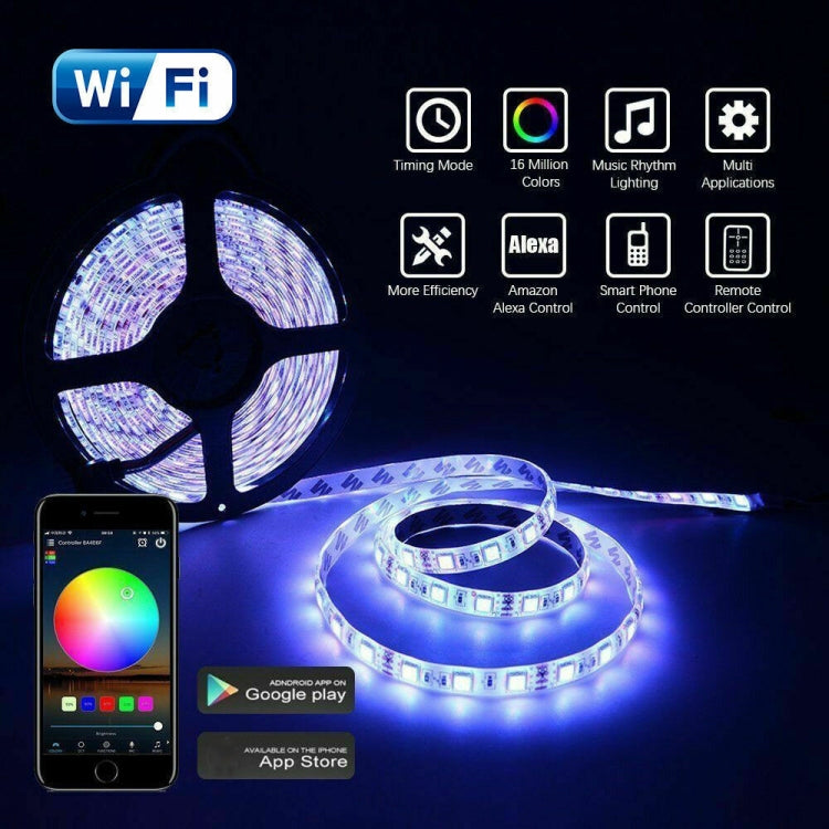 5M 5050 RGB LED Strip Light WIFI Smart Home Power Kit Set (Not waterproof) - Bare Board Light by PMC TechLife | Online Shopping South Africa | PMC TechLife
