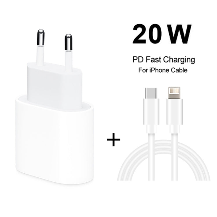 2 in 1 PD 20W Single USB-C / Type-C Port Travel Charger + 3A PD3.0 USB-C / Type-C to 8 Pin Fast Charge Data Cable Set, Cable Length: 2m, EU Plug - free shipping - PMC TechLife - Order now!
