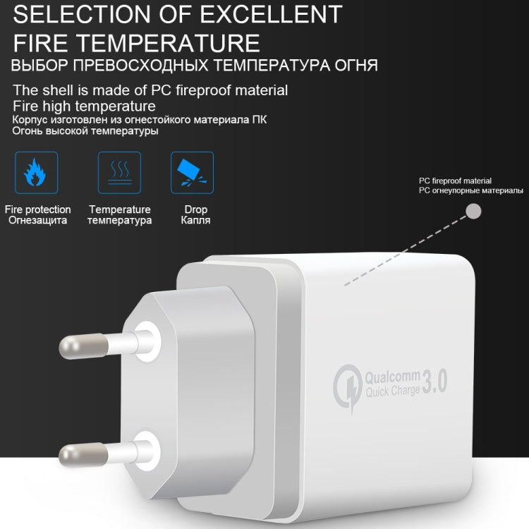 SDC-30W 2 in 1 USB to USB-C / Type-C Data Cable + 30W QC 3.0 USB + 2.4A Dual USB 2.0 Ports Mobile Phone Tablet PC Universal Quick Charger Travel Charger Set, EU Plug - free shipping - PMC TechLife - Order now!