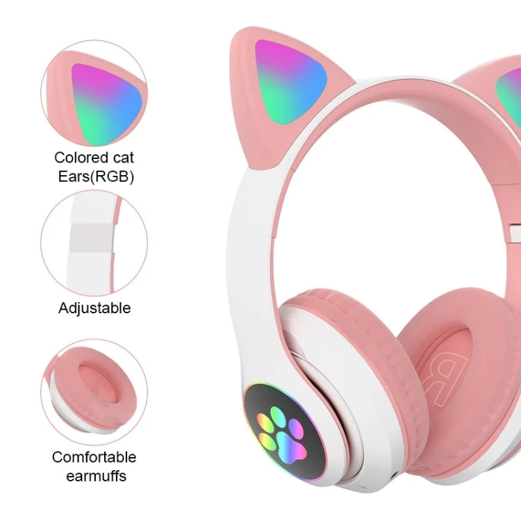 T&G TN-28 3.5mm Bluetooth 5.0 Dual Connection RGB Cat Ear Bass Stereo Noise-cancelling Headphones Support TF Card With Mic(Pink) - Headset & Headphone by T&G | Online Shopping South Africa | PMC TechLife | Buy Now Pay Later Mobicred