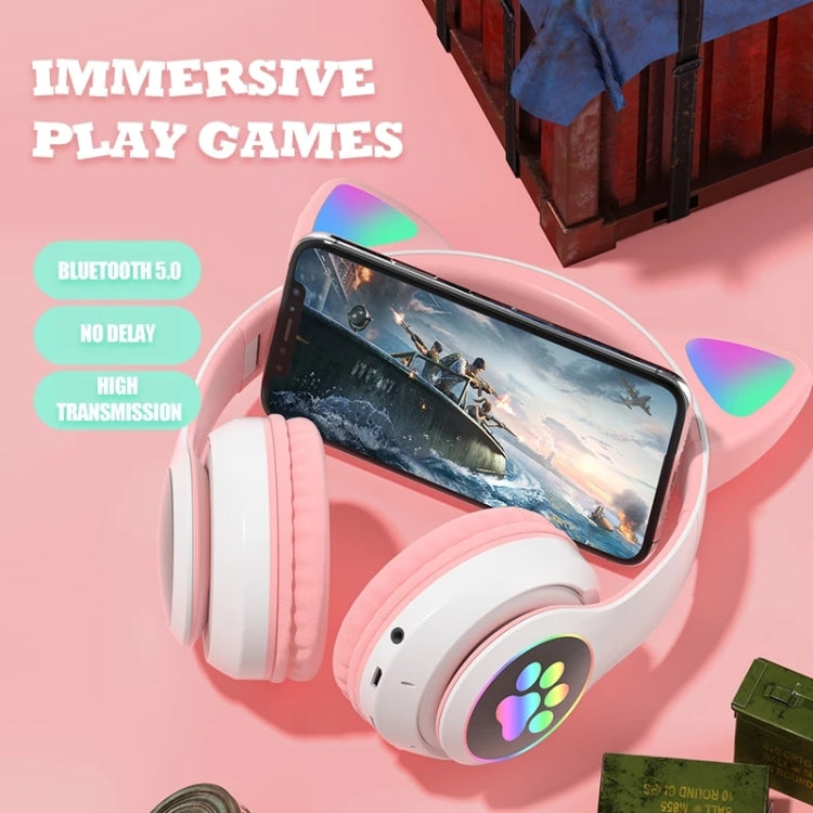 T&G TN-28 3.5mm Bluetooth 5.0 Dual Connection RGB Cat Ear Bass Stereo Noise-cancelling Headphones Support TF Card With Mic(Pink) - Headset & Headphone by T&G | Online Shopping South Africa | PMC TechLife | Buy Now Pay Later Mobicred