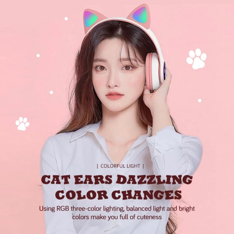 T&G TN-28 3.5mm Bluetooth 5.0 Dual Connection RGB Cat Ear Bass Stereo Noise-cancelling Headphones Support TF Card With Mic(Pink) - Headset & Headphone by T&G | Online Shopping South Africa | PMC TechLife | Buy Now Pay Later Mobicred