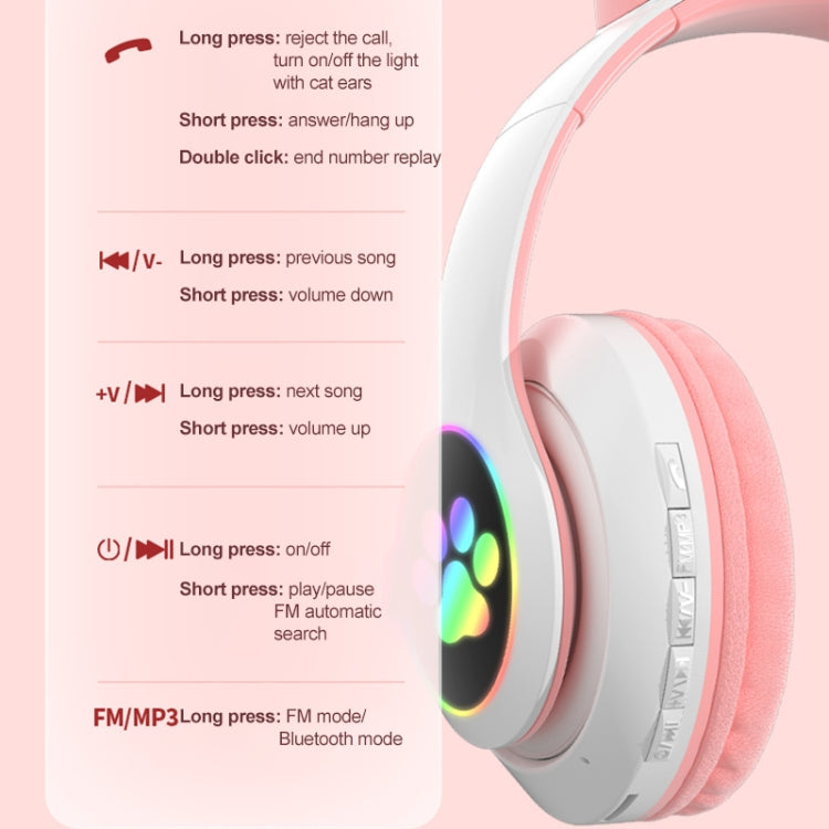 T&G TN-28 3.5mm Bluetooth 5.0 Dual Connection RGB Cat Ear Bass Stereo Noise-cancelling Headphones Support TF Card With Mic(Pink) - Headset & Headphone by T&G | Online Shopping South Africa | PMC TechLife | Buy Now Pay Later Mobicred