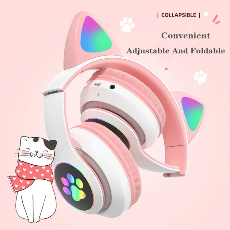 T&G TN-28 3.5mm Bluetooth 5.0 Dual Connection RGB Cat Ear Bass Stereo Noise-cancelling Headphones Support TF Card With Mic(Black) - free shipping - PMC TechLife - Order now!