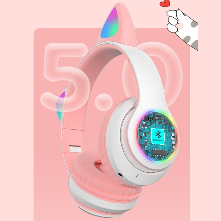 T&G TN-28 3.5mm Bluetooth 5.0 Dual Connection RGB Cat Ear Bass Stereo Noise-cancelling Headphones Support TF Card With Mic(Black) - free shipping - PMC TechLife - Order now!