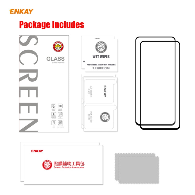 For Nokia 3.4 2 PCS ENKAY Hat-Prince Full Glue 0.26mm 9H 2.5D Tempered Glass Full Coverage Film - free shipping - PMC TechLife - Order now!
