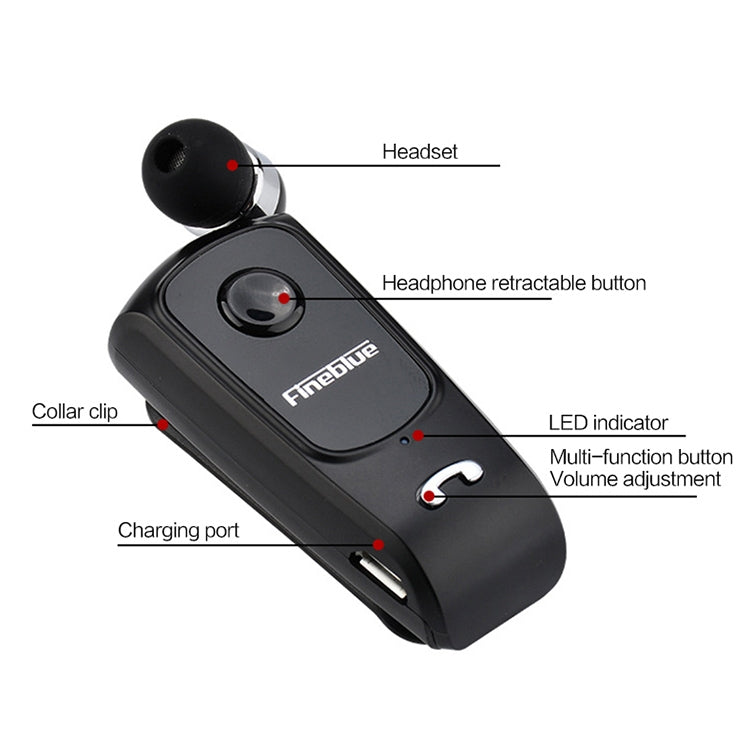 Fineblue F920 CSR4.1 Retractable Cable Caller Vibration Reminder Anti-theft Bluetooth Headset - Bluetooth Earphone by Fineblue | Online Shopping South Africa | PMC TechLife | Buy Now Pay Later Mobicred