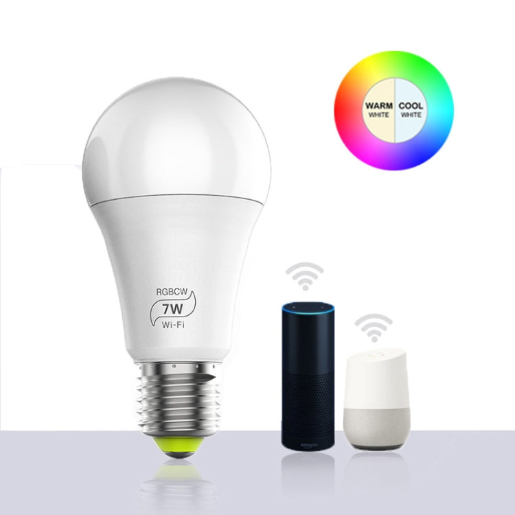 7W  E27 RGBCW WIFI LED smart bulb wireless smart home automation light(RGBCW+Warm White+White) - Smart Light Bulbs by PMC TechLife | Online Shopping South Africa | PMC TechLife