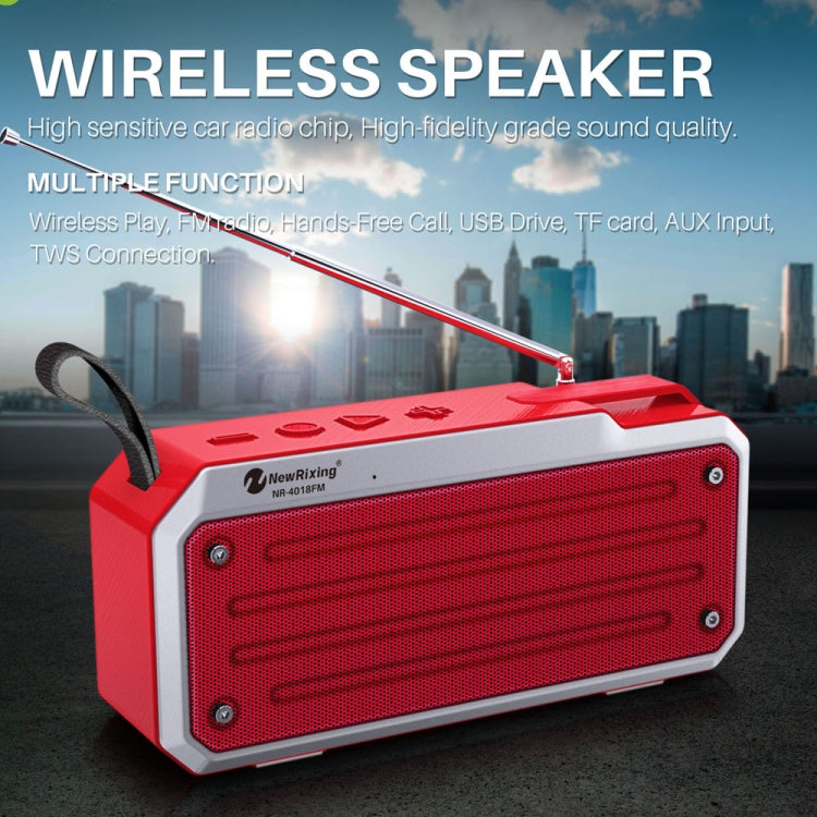 NewRixing NR4018FM TWS Portable Stereo Bluetooth Speaker, Support TF Card / FM / 3.5mm AUX / U Disk / Hands-free Call(Black) - Desktop Speaker by NewRixing | Online Shopping South Africa | PMC TechLife | Buy Now Pay Later Mobicred
