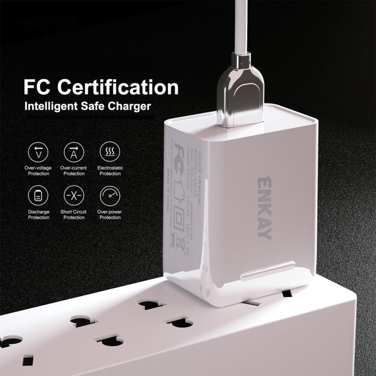ENKAY Hat-Prince U036 18W 3A QC3.0 Fast Charging Power Adapter US Plug Portable Travel Charger With 3A 1m Micro USB Cable - USB Charger by ENKAY | Online Shopping South Africa | PMC TechLife | Buy Now Pay Later Mobicred