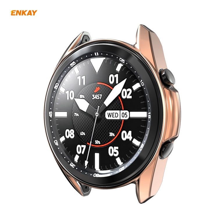 For Samsung Galaxy Watch 3 41mm 2 in 1 ENKAY Hat-Prince Electroplate Soft TPU Case + 0.2mm 9H 2.15D Curved Edge Tempered Glass Film(Rose Gold) - free shipping - PMC TechLife - Order now!