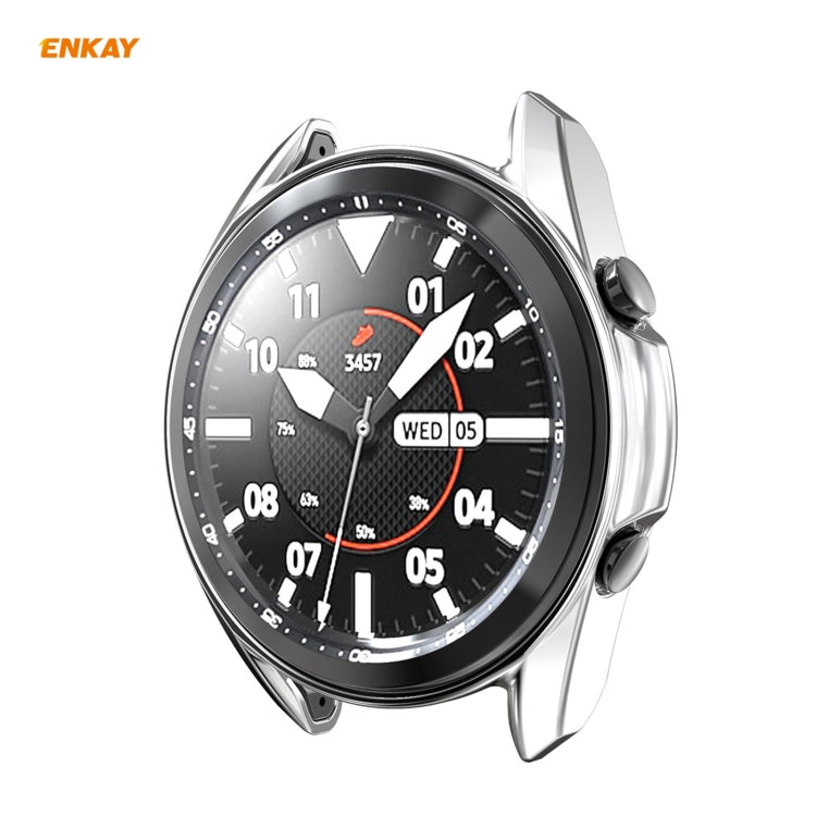 For Samsung Galaxy Watch 3 41mm 2 in 1 ENKAY Hat-Prince Electroplate Soft TPU Case + 0.2mm 9H 2.15D Curved Edge Tempered Glass Film(Silver) - Watch Cases by ENKAY | Online Shopping South Africa | PMC TechLife | Buy Now Pay Later Mobicred