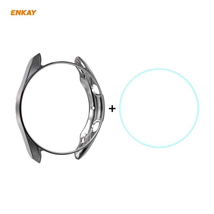 For Samsung Galaxy Watch 3 45mm 2 in 1 ENKAY Hat-Prince Electroplate Soft TPU Case + 0.2mm 9H 2.15D Curved Edge Tempered Glass Film(Black) - free shipping - PMC TechLife - Order now!